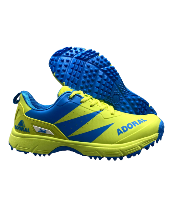 Adoral Jeet Green Blue Cricket Shoes – Pro-Level Grip, Comfort &amp; Control3