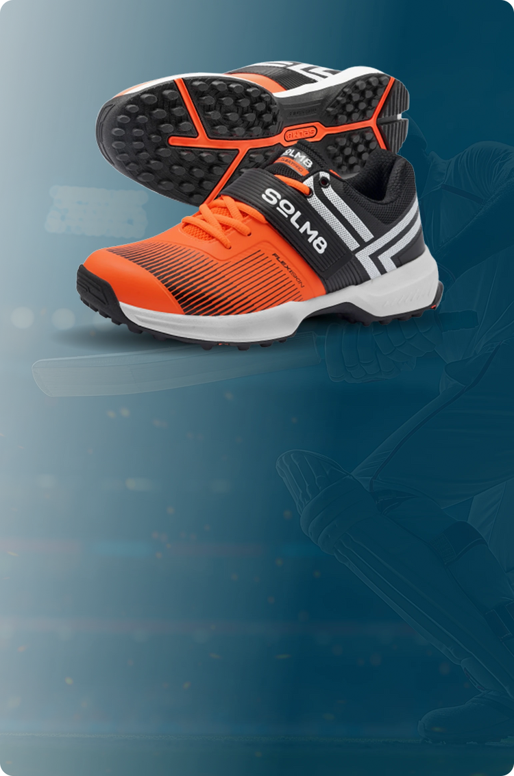 SOLM8 orange and black cricket shoes with rubber outsole traction – TrenzoWear Pakistan